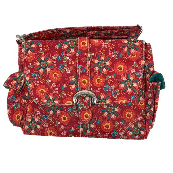 Vibrant Red & Blue Floral Messenger Baby Bag | New With Tags - Picture 1 of 9